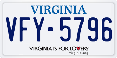 VA license plate VFY5796