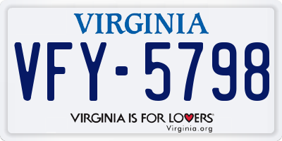 VA license plate VFY5798