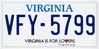 VA license plate VFY5799