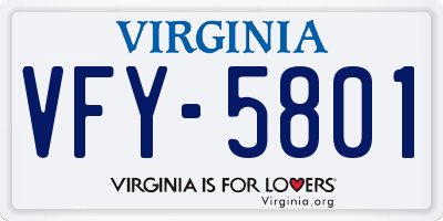 VA license plate VFY5801