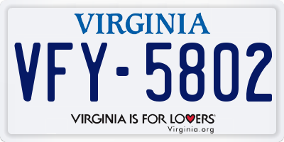 VA license plate VFY5802