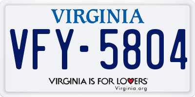 VA license plate VFY5804