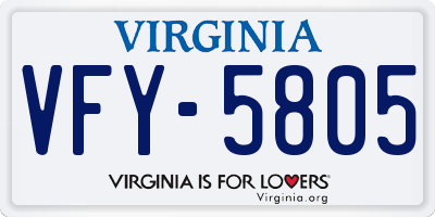 VA license plate VFY5805