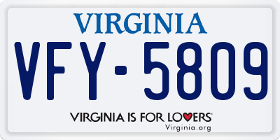 VA license plate VFY5809