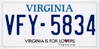 VA license plate VFY5834