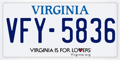 VA license plate VFY5836