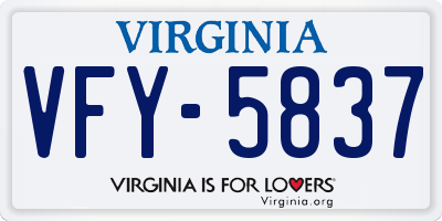 VA license plate VFY5837