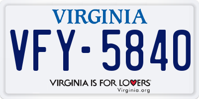VA license plate VFY5840