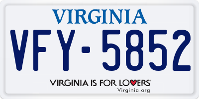 VA license plate VFY5852