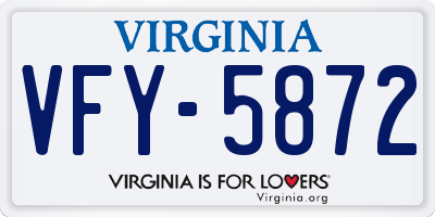 VA license plate VFY5872