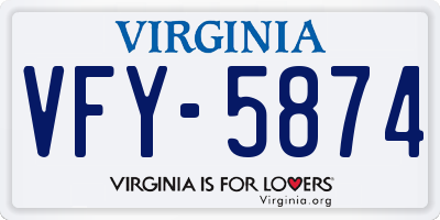 VA license plate VFY5874