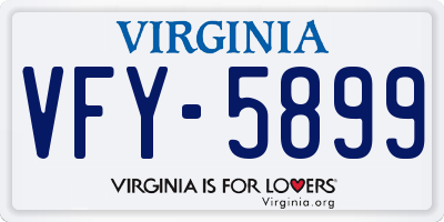 VA license plate VFY5899