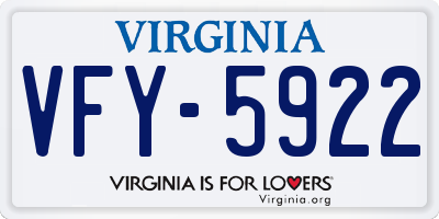 VA license plate VFY5922