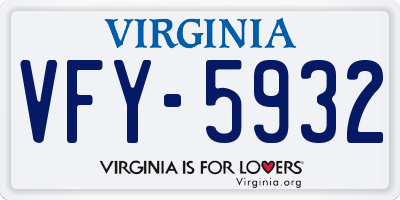 VA license plate VFY5932