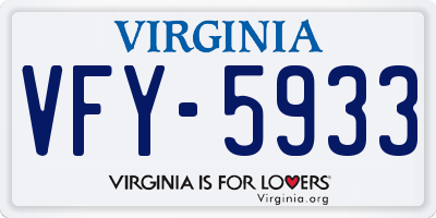 VA license plate VFY5933