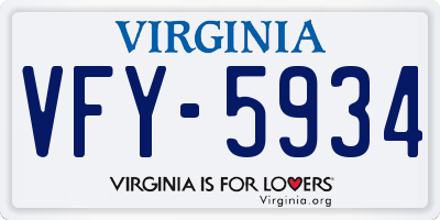 VA license plate VFY5934