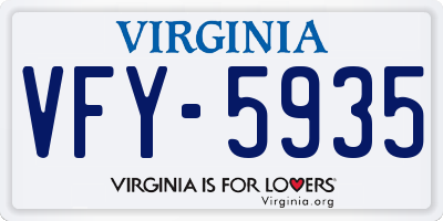 VA license plate VFY5935