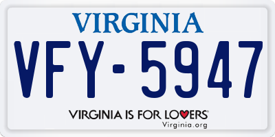 VA license plate VFY5947