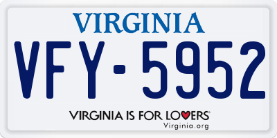VA license plate VFY5952