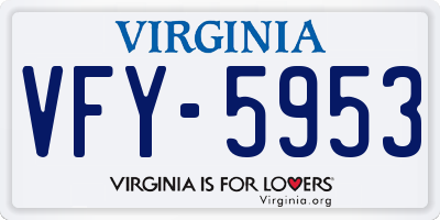 VA license plate VFY5953