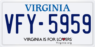 VA license plate VFY5959