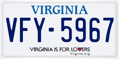 VA license plate VFY5967