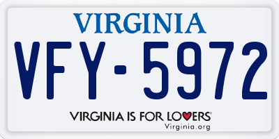 VA license plate VFY5972