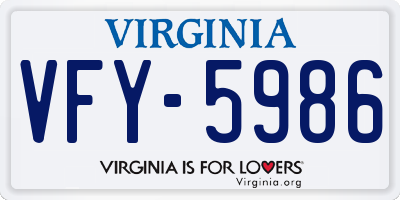 VA license plate VFY5986