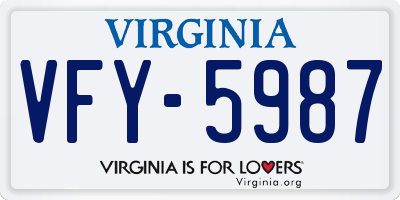 VA license plate VFY5987