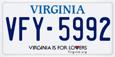 VA license plate VFY5992