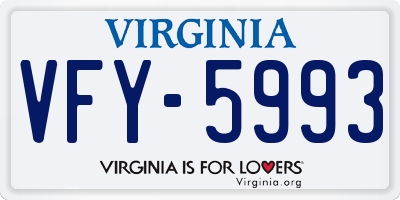 VA license plate VFY5993