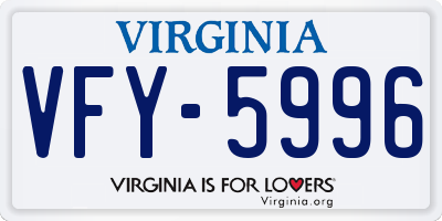 VA license plate VFY5996