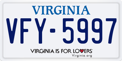 VA license plate VFY5997