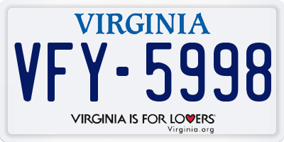 VA license plate VFY5998