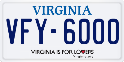 VA license plate VFY6000