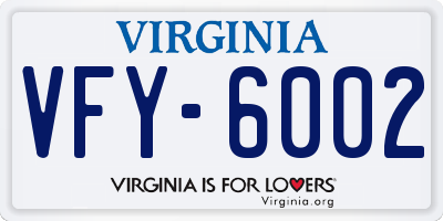 VA license plate VFY6002