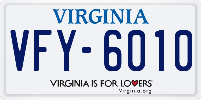 VA license plate VFY6010