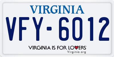 VA license plate VFY6012