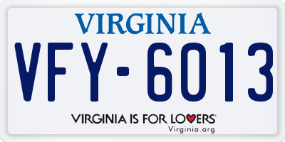 VA license plate VFY6013