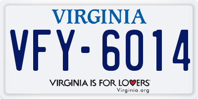VA license plate VFY6014
