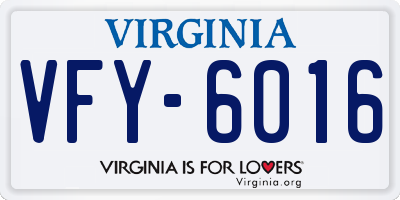 VA license plate VFY6016