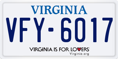 VA license plate VFY6017