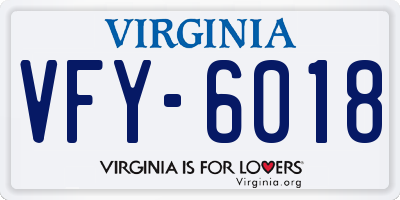 VA license plate VFY6018