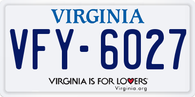 VA license plate VFY6027