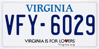 VA license plate VFY6029