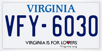 VA license plate VFY6030