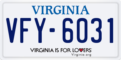 VA license plate VFY6031