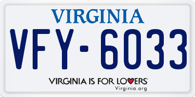 VA license plate VFY6033