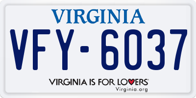 VA license plate VFY6037
