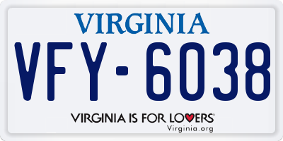 VA license plate VFY6038